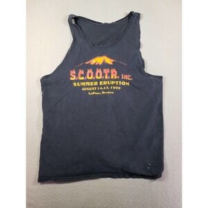 VTG Scooter Shirt Mens Large Black Sleeveless Scoop‎ Neck Graphic Athleisure Tee